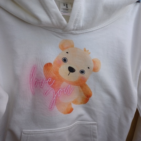 Children Hoodie. "Love You" Teddie Bear Design. Size 7 - 8 - Picture 2 of 13
